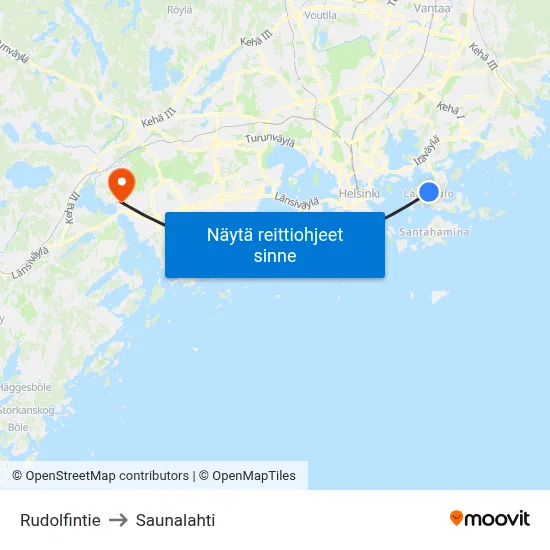 Rudolfintie to Saunalahti map
