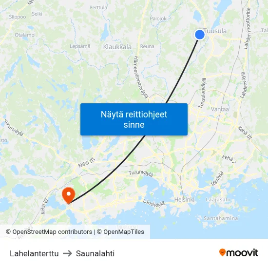 Lahelanterttu to Saunalahti map