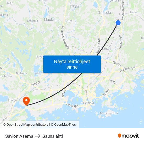 Savion Asema to Saunalahti map