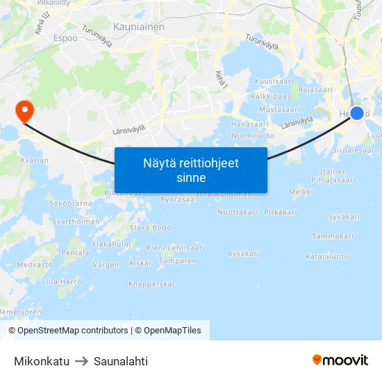 Mikonkatu to Saunalahti map