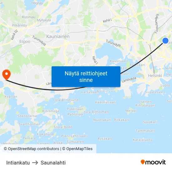 Intiankatu to Saunalahti map