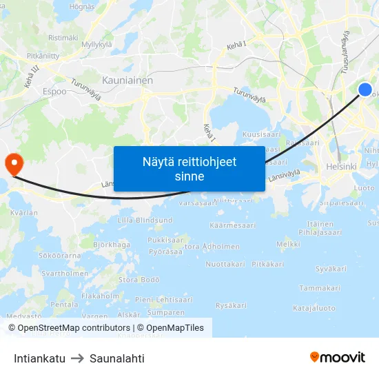 Intiankatu to Saunalahti map