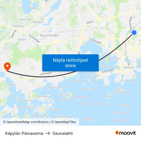 Käpylän Paloasema to Saunalahti map