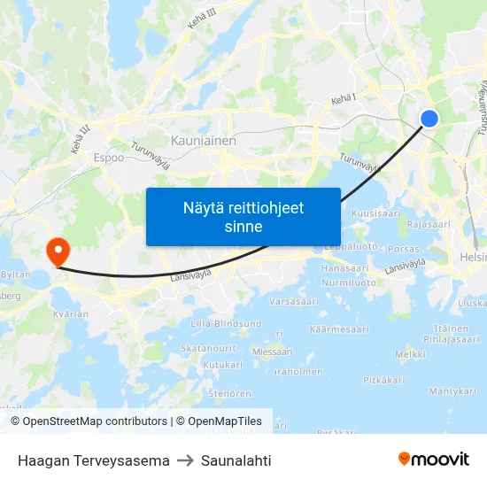 Haagan Terveysasema to Saunalahti map