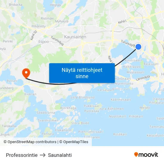 Professorintie to Saunalahti map