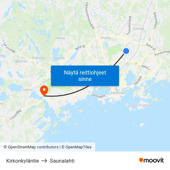 Kirkonkyläntie to Saunalahti map
