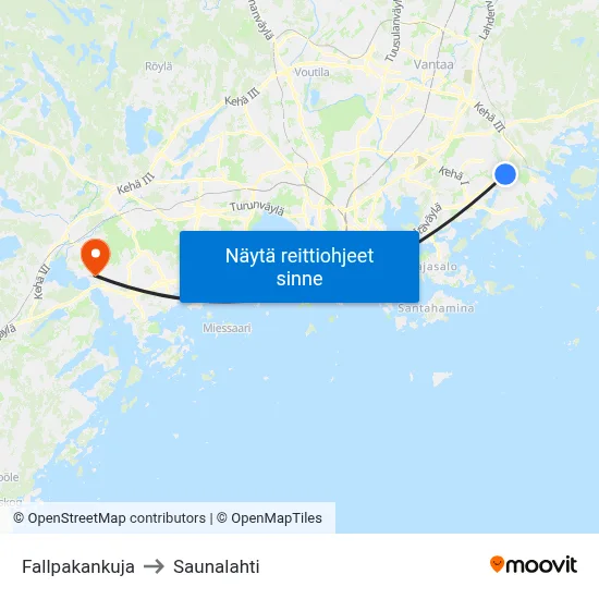 Fallpakankuja to Saunalahti map