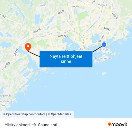 Yliskylänkaari to Saunalahti map
