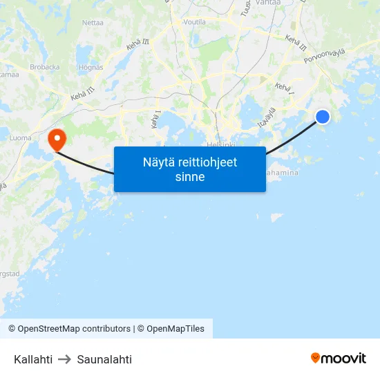 Kallahti to Saunalahti map