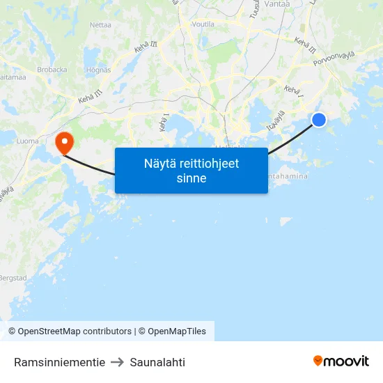 Ramsinniementie to Saunalahti map