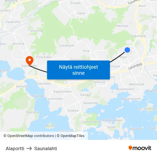 Alaportti to Saunalahti map