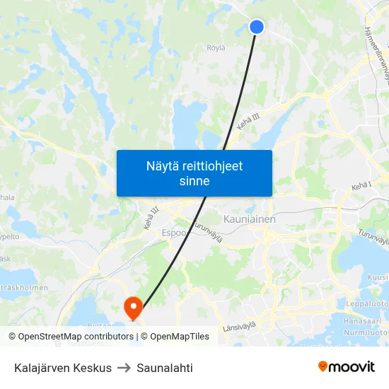 Kalajärven Keskus to Saunalahti map