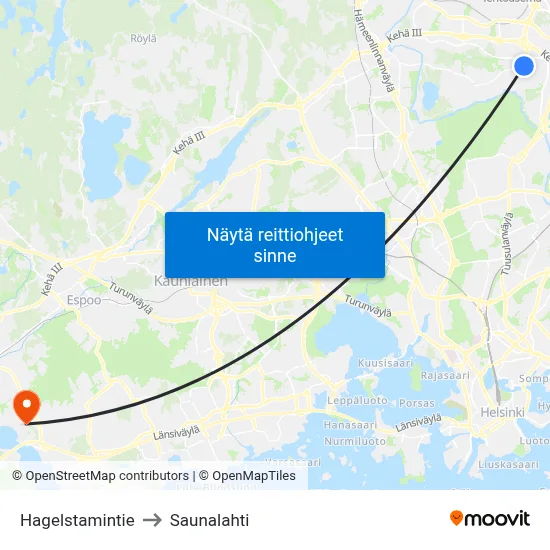 Hagelstamintie to Saunalahti map