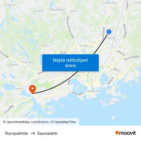 Rumpalintie to Saunalahti map