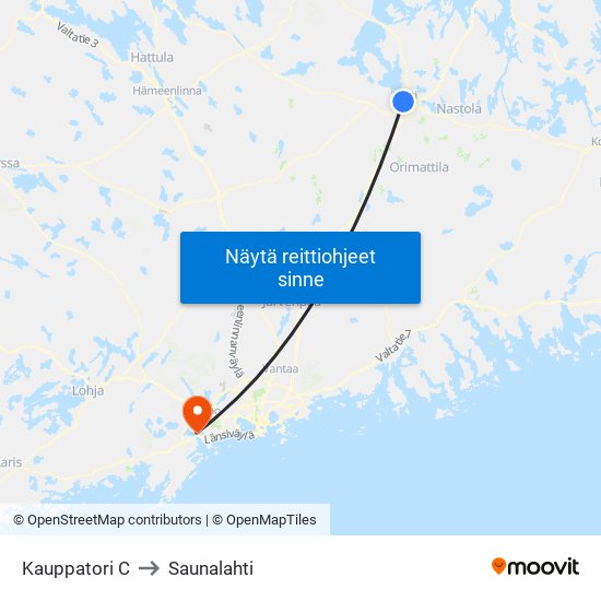 Kauppatori C to Saunalahti map