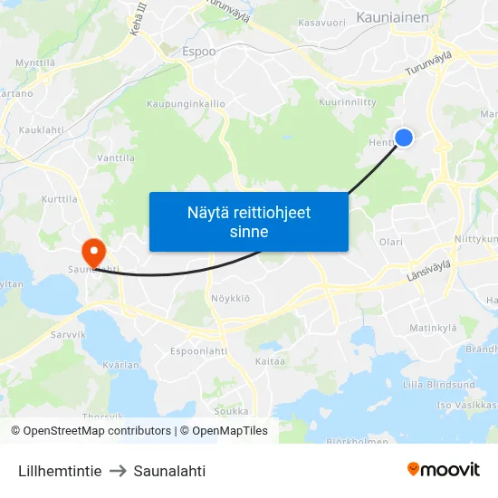 Lillhemtintie to Saunalahti map