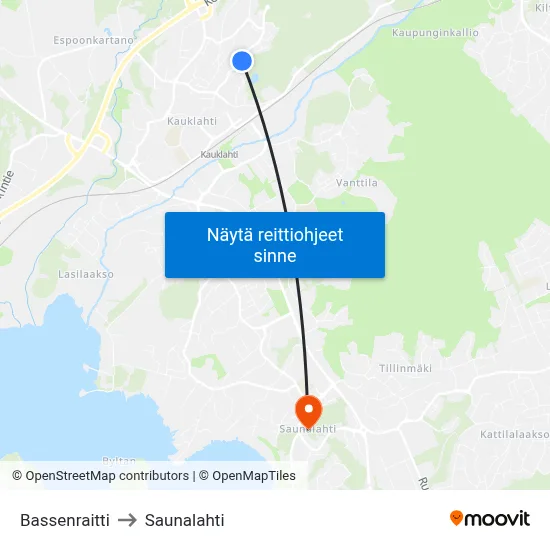 Bassenraitti to Saunalahti map