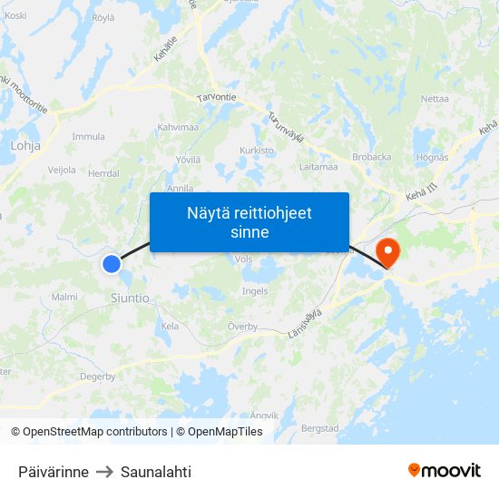 Päivärinne to Saunalahti map