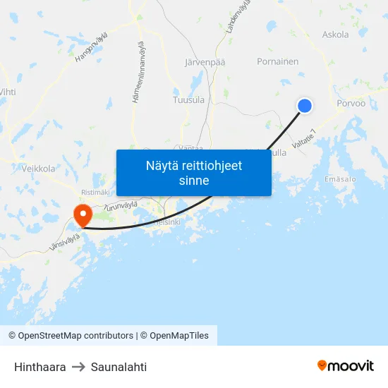 Hinthaara to Saunalahti map