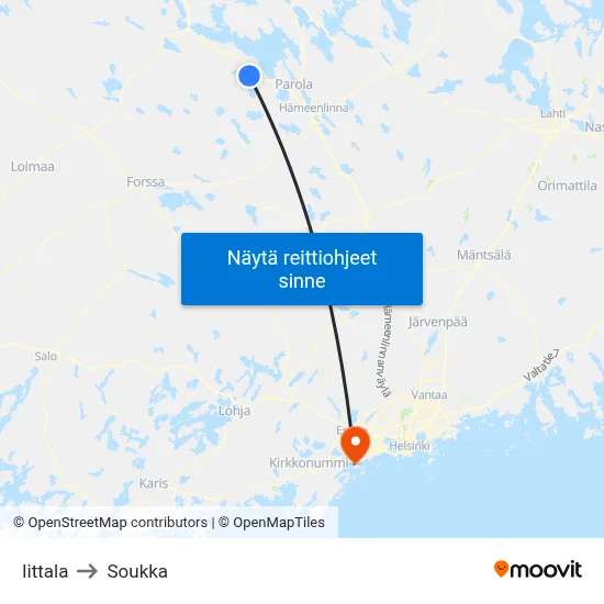 Iittala to Soukka map