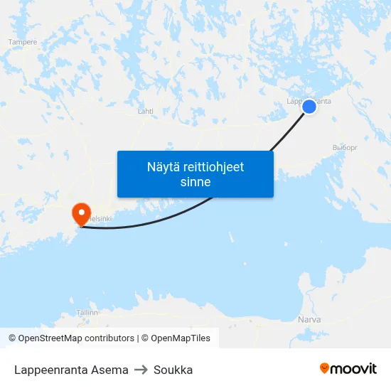 Lappeenranta Asema to Soukka map