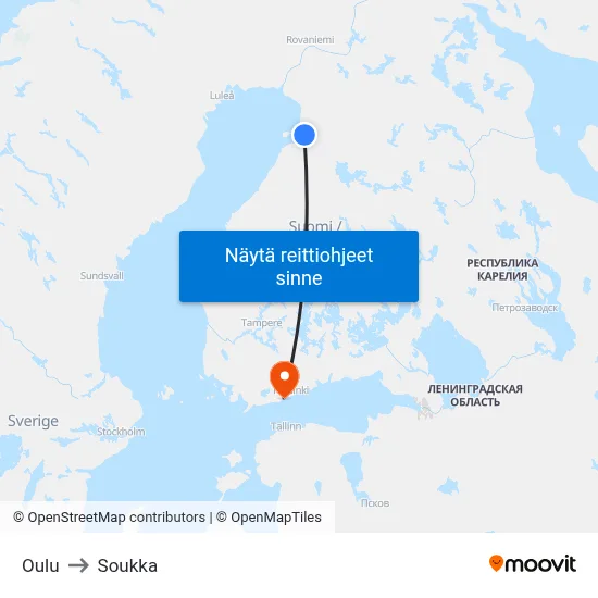 Oulu to Soukka map