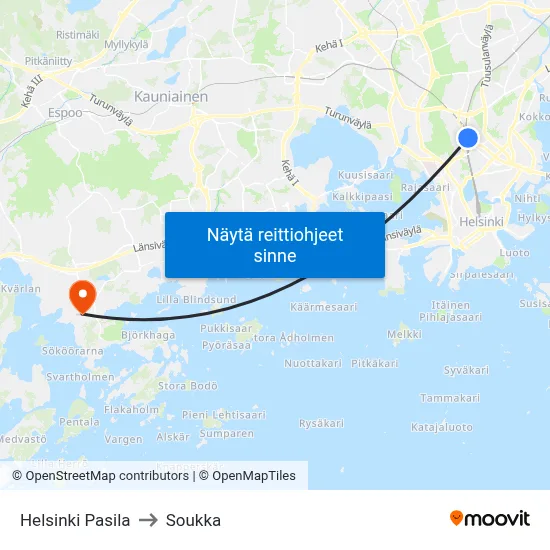 Helsinki Pasila to Soukka map