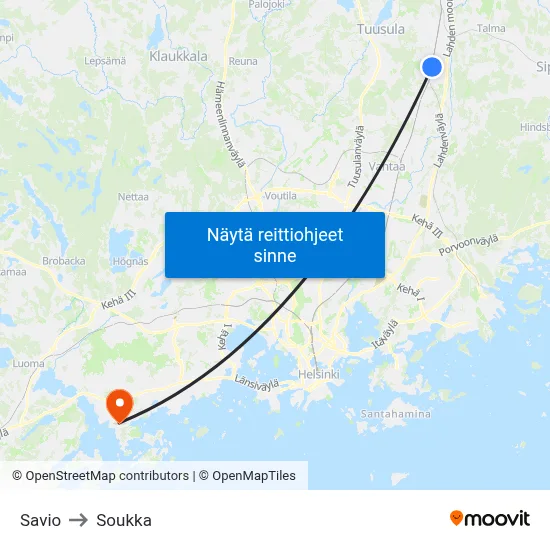 Savio to Soukka map