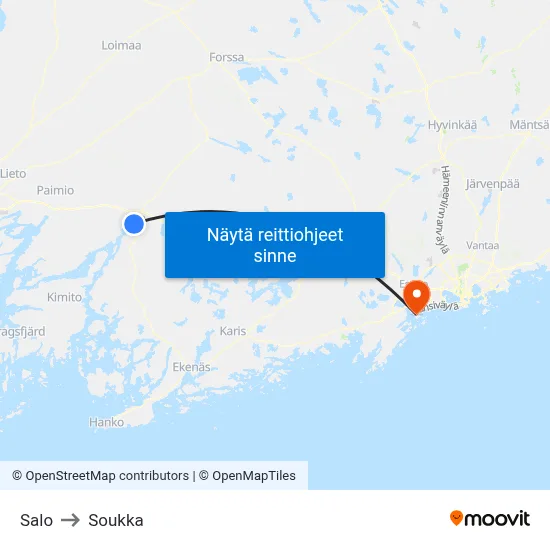 Salo to Soukka map