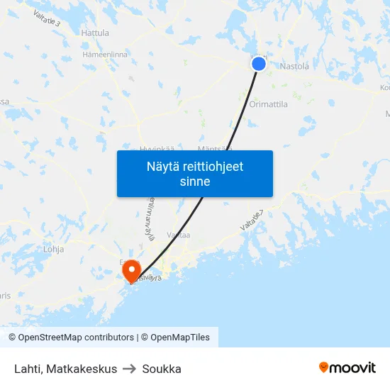 Lahti, Matkakeskus to Soukka map