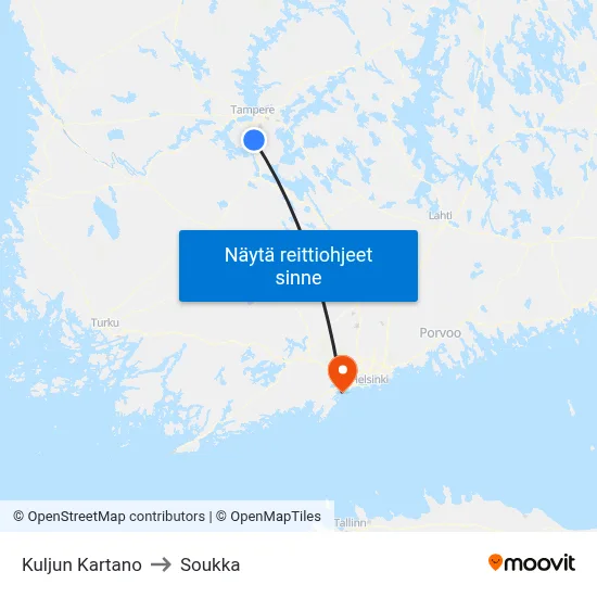 Kuljun Kartano to Soukka map