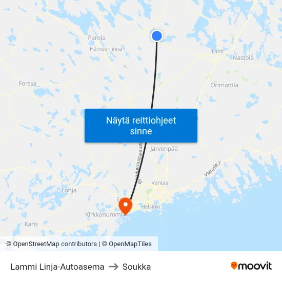 Lammi Linja-Autoasema to Soukka map