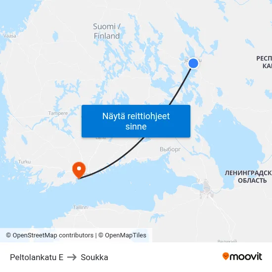 Peltolankatu E to Soukka map