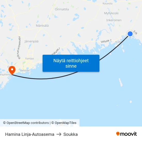 Hamina Linja-Autoasema to Soukka map