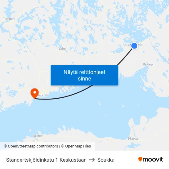 Standertskjöldinkatu 1 Keskustaan to Soukka map