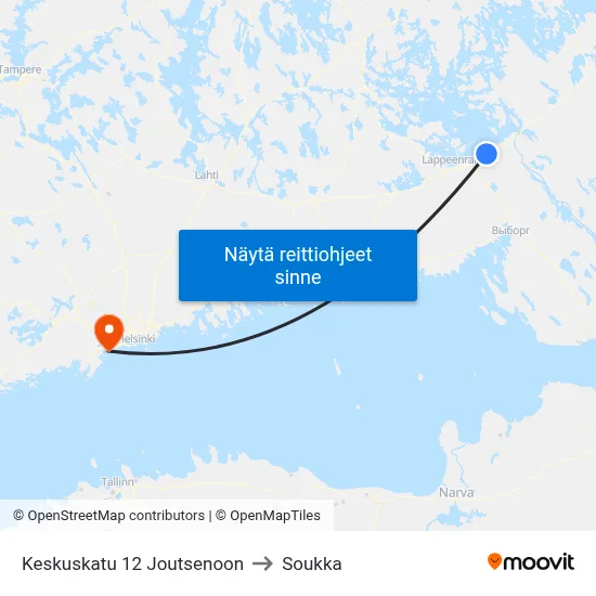 Keskuskatu 12 Joutsenoon to Soukka map