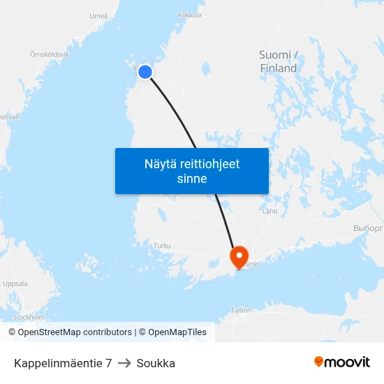 Kappelinmäentie 7 to Soukka map