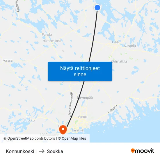 Konnunkoski I to Soukka map
