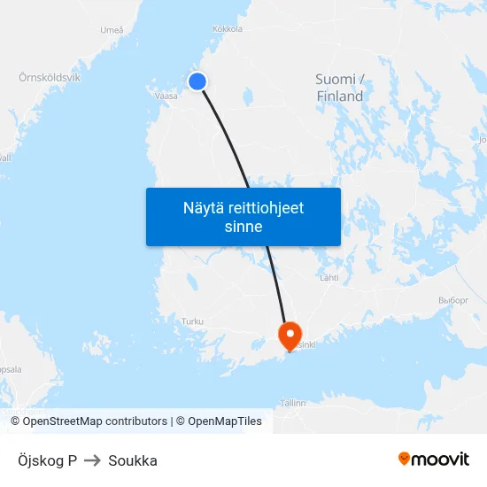 Öjskog P to Soukka map