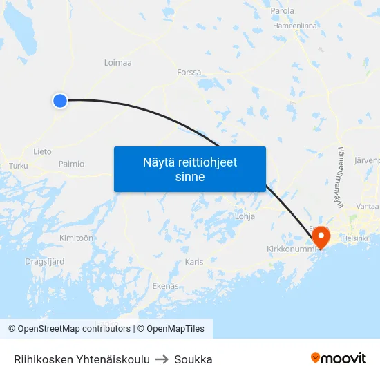 Riihikosken Yhtenäiskoulu to Soukka map