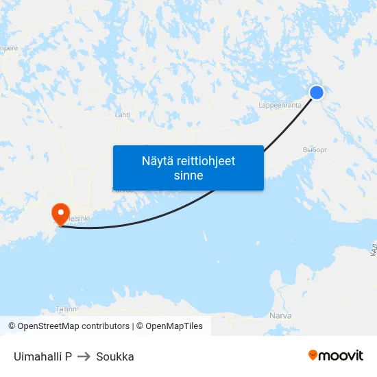 Uimahalli P to Soukka map