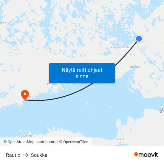 Rautio to Soukka map