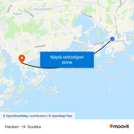 Hanken to Soukka map