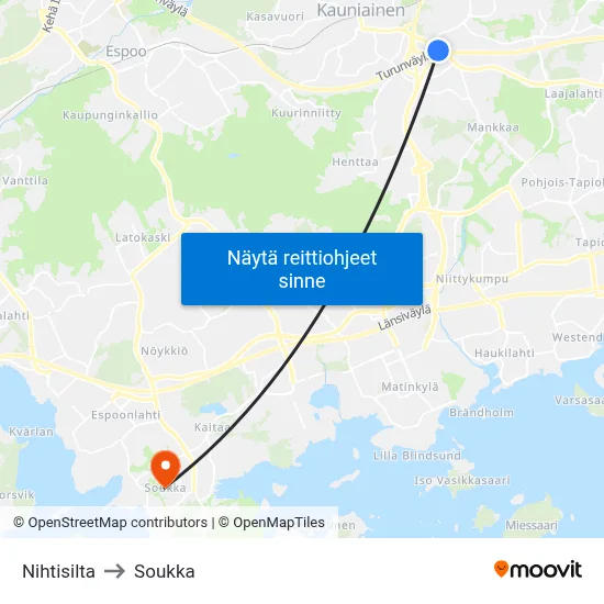 Nihtisilta to Soukka map