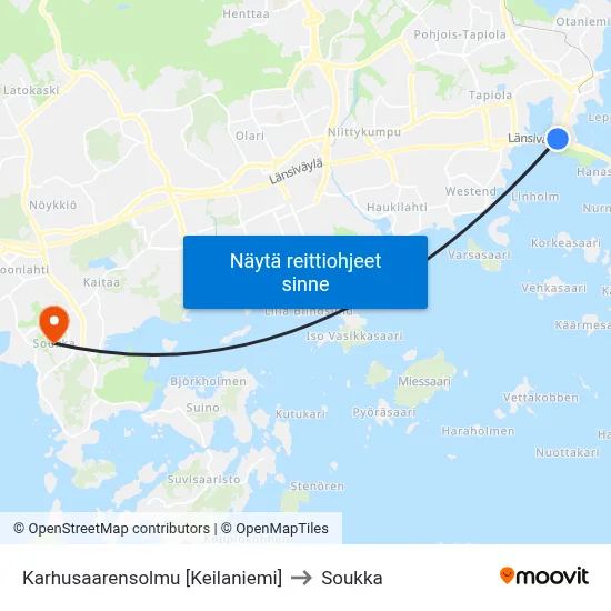 Karhusaarensolmu [Keilaniemi] to Soukka map