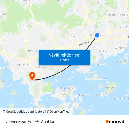 Niittykumpu Ⓜ️🛍️ to Soukka map