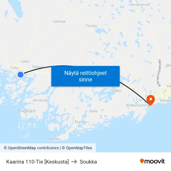 Kaarina 110-Tie [Keskusta] to Soukka map