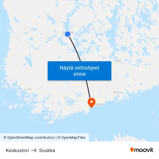 Keskustori to Soukka map