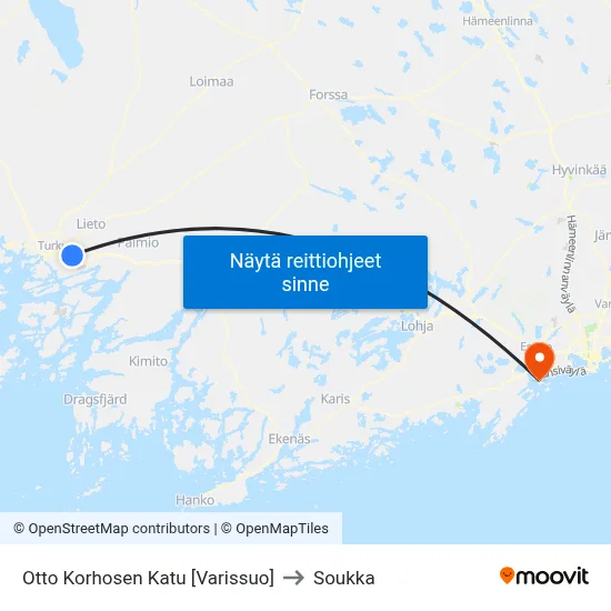 Otto Korhosen Katu [Varissuo] to Soukka map