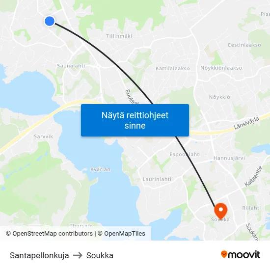 Santapellonkuja to Soukka map